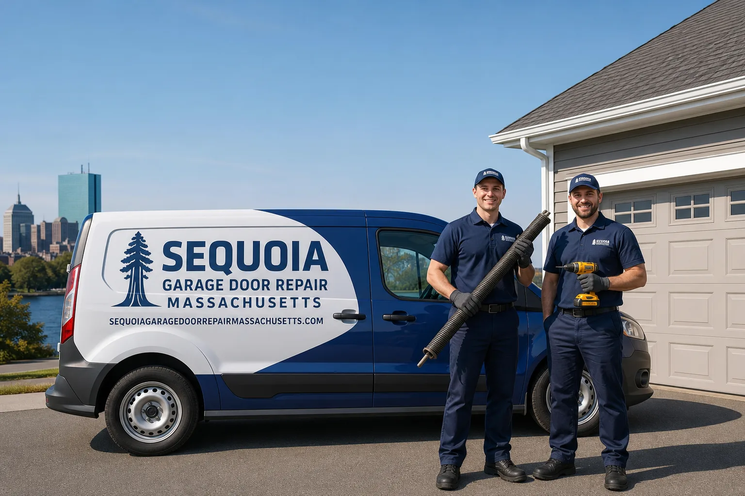 Sequoia Garage Door Repair Massachusetts service vehicle and crew in Massachusetts, MA
